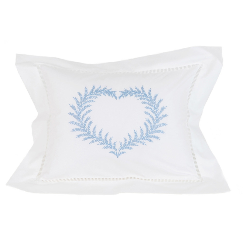 Taie de coussin brodée "Cœur de Fougère" - Noël Paris