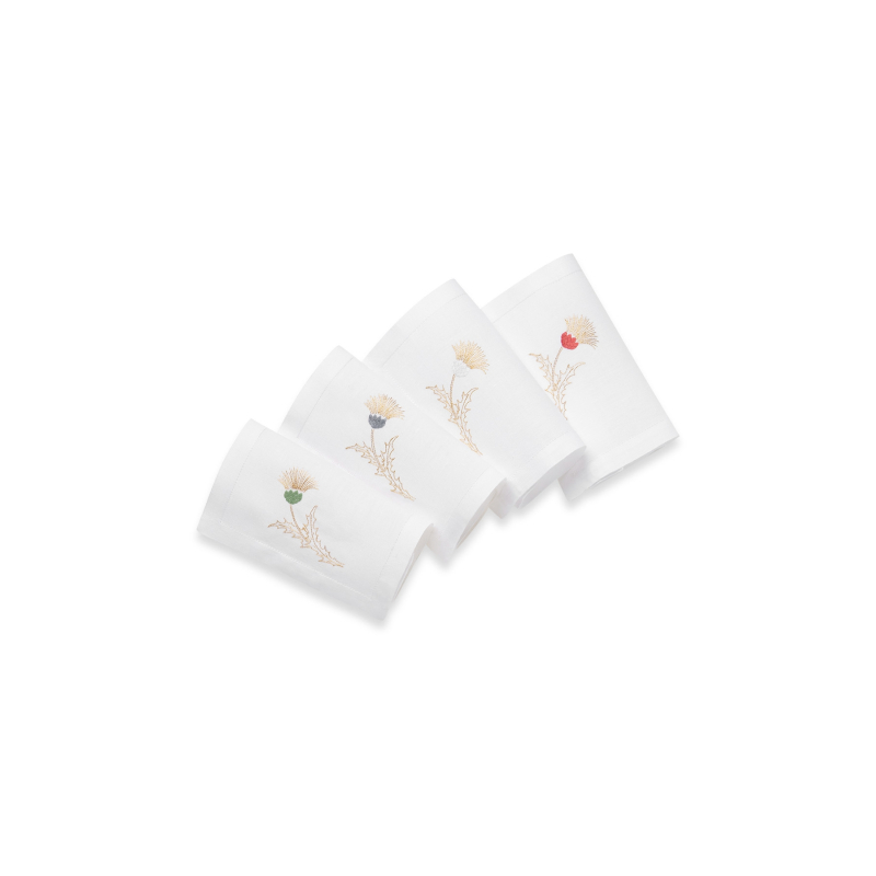 Serviette de cocktail brodée "Chardon"