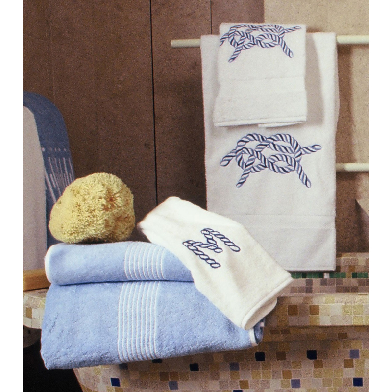 Serviettes éponge brodées AMBASSADE, MONOGRAMMES, CORDAGE - Noël Paris