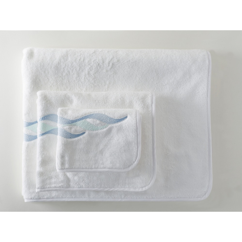 Serviettes éponge brodées ALIZES - finition biais (bla... - Noël Paris