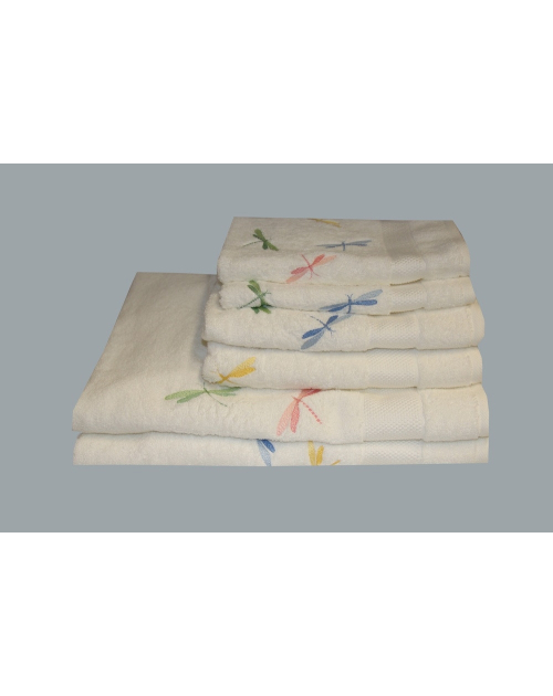 Serviettes éponge brodées LIBELLULES - Noël Paris