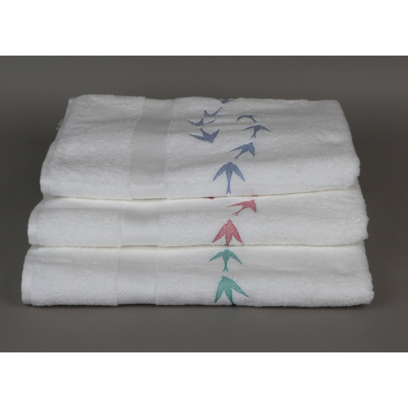 Serviettes éponge brodées HIRONDELLES - Noël Paris