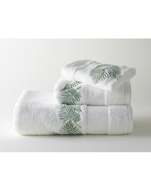 Serviettes éponge brodées AMAZONE (blanc-vert) - Noël Paris