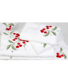 Serviettes éponge brodées CERISES - Noël Paris