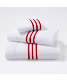Serviettes éponge brodées MONSIEUR (blanc-rouge) - Noël Paris