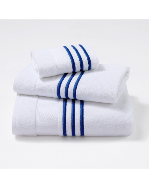 Serviettes éponge brodées MONSIEUR (blanc-bleu) - Noël Paris