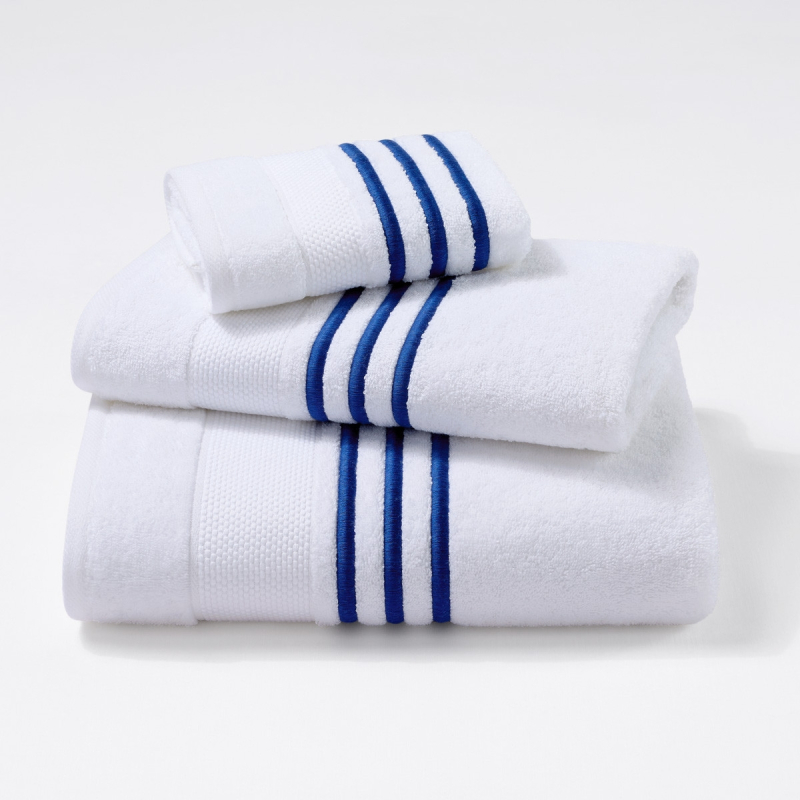 Serviettes éponge brodées MONSIEUR (blanc-bleu) - Noël Paris