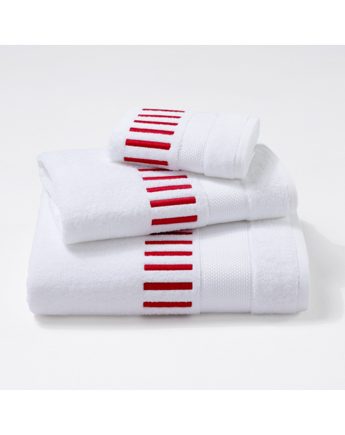 Serviettes éponge brodées MADAME (blanc-rouge) - Noël Paris