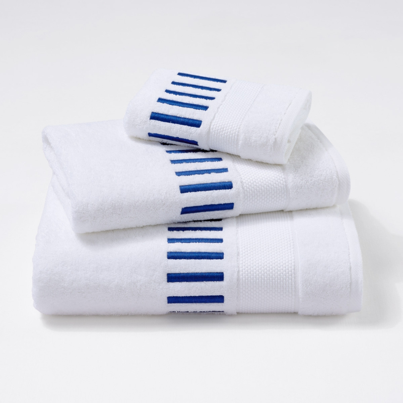 Serviettes éponge brodées MADAME (blanc-bleu) - Noël Paris