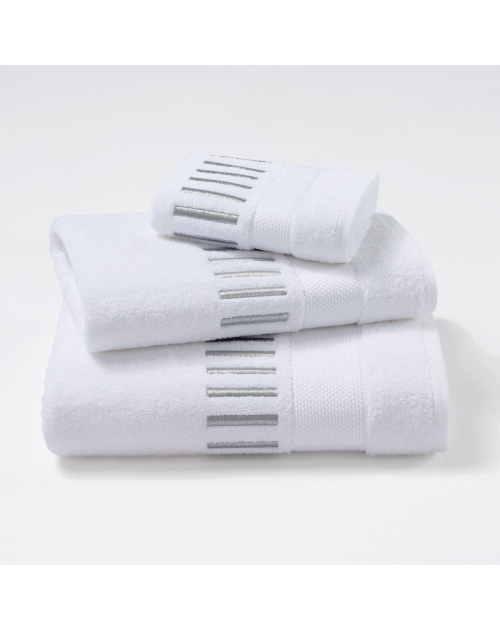 Serviettes éponge brodées MADAME (blanc-aluminium) - Noël Paris