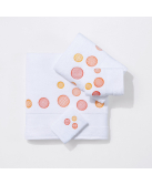 Serviettes éponge brodées BULLES (blanc-orange) - Noël Paris
