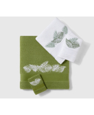 Serviettes éponge brodées AMAZONE (vert- blanc) - Noël Paris