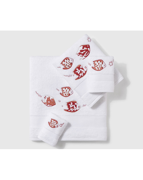 Serviettes éponge LEGENDE MARINE (blanc-rouge) - Noël Paris