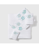 Serviettes éponge LEGENDE MARINE (blanc-turquoise) - Noël Paris
