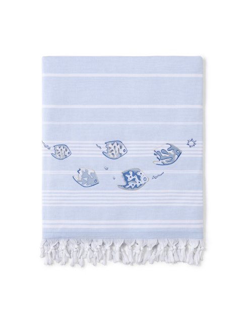 Serviette de plage LEGENDE MARINE (bleu - bleu) - Noël Paris