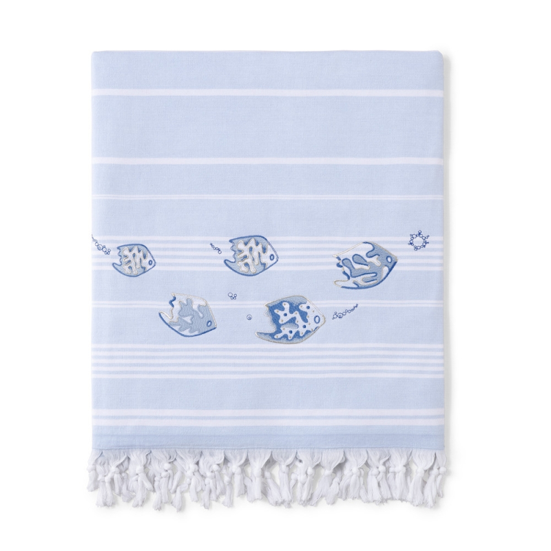 Serviette de plage LEGENDE MARINE (bleu - bleu) - Noël Paris