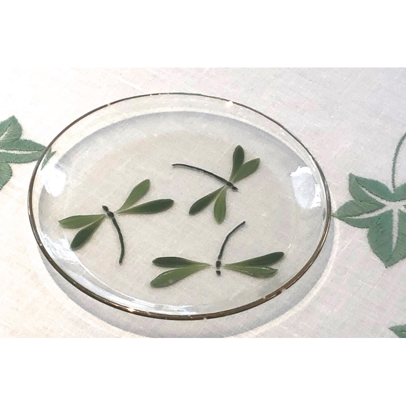 "Libellules"  hand painted bread plate