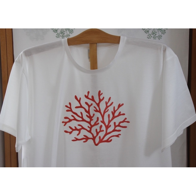 T-shirt de nuit brodé "Coraux"