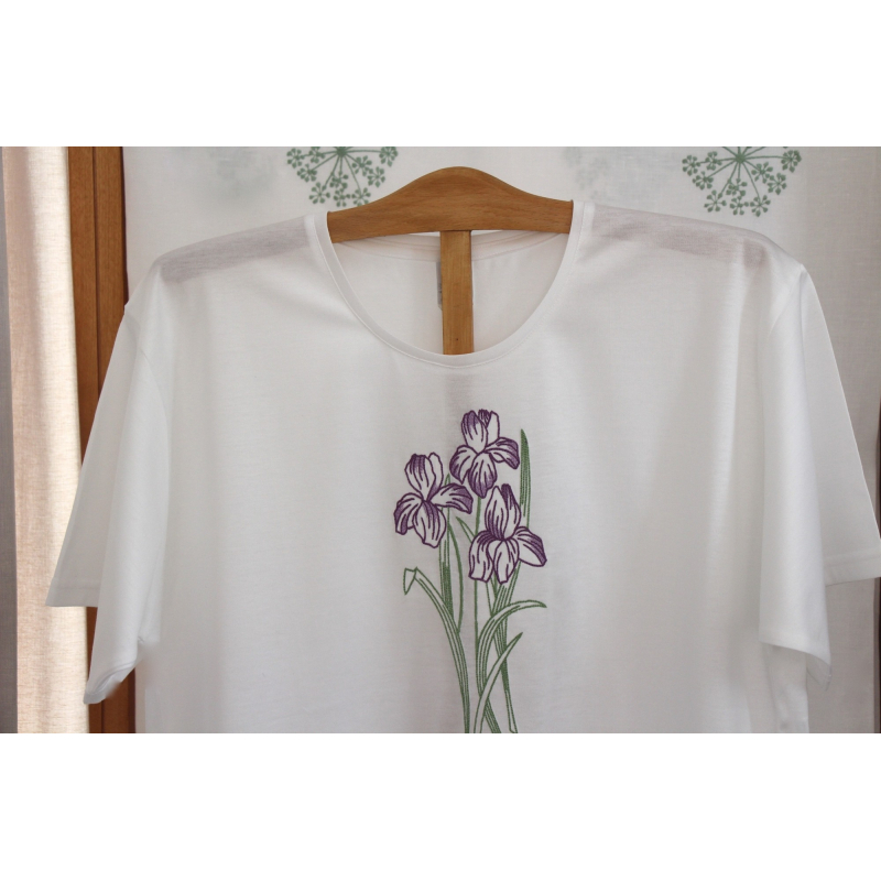 "Fleur d'Iris" embroidered night t-shirt