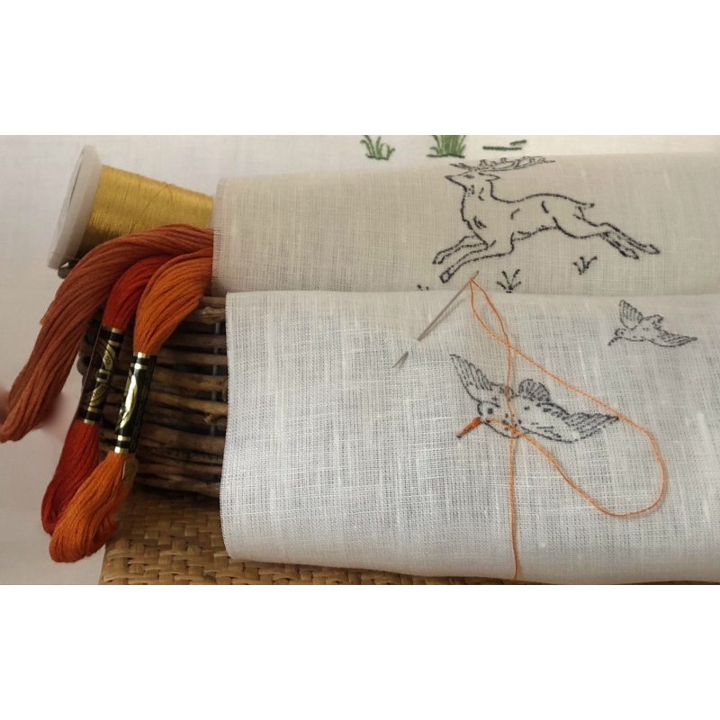 Serviette cocktail  à broder "Chasse"