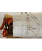 Serviette cocktail  à broder "Chasse"