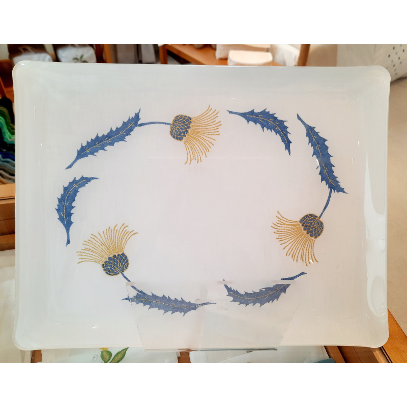 "Chardons" embroidered tray