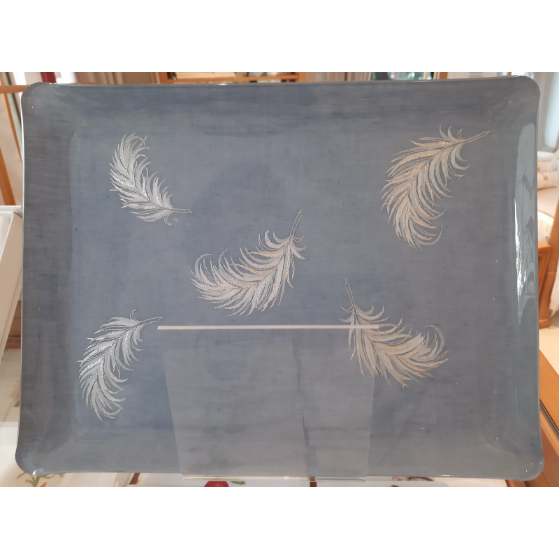 "Plumes" embroidered tray