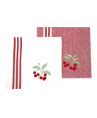 Torchon brodé "Cerises"