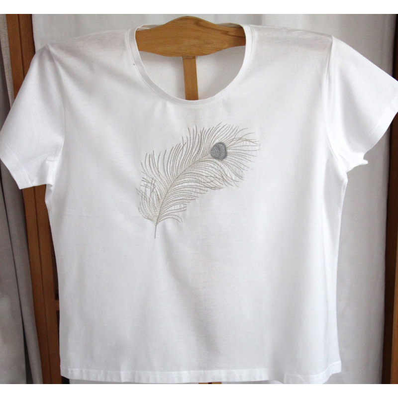 T-shirt brodé "Plume"