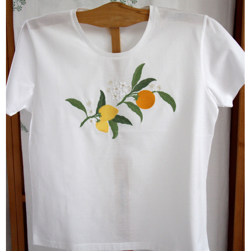 T-shirt classique brodé "Agrumes"