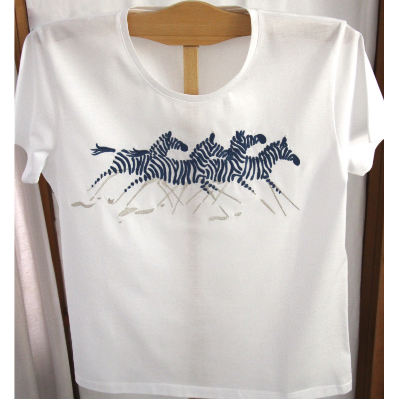 T-shirt classique brodé "Zèbres"