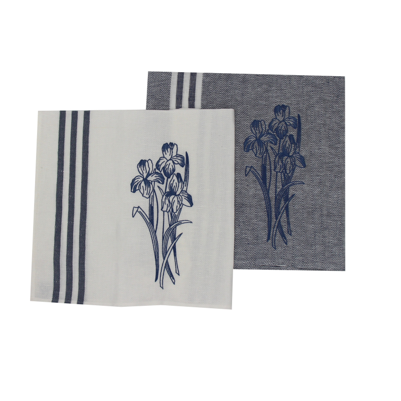 "Fleur d' Iris" embroidered dishcloth