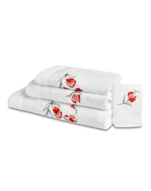 Serviettes éponge brodées POIS DE SENTEUR