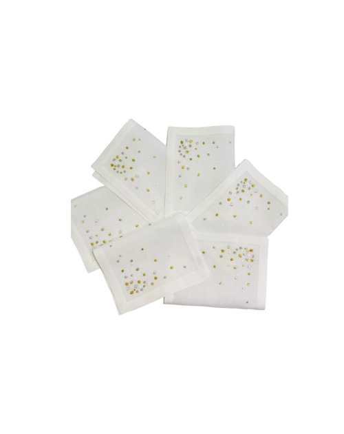 6 Serviettes cocktail brodées "Stones"