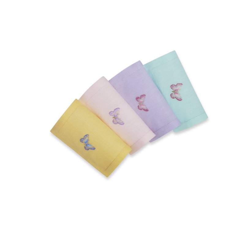Serviettes de cocktail brodées "Mariposa"