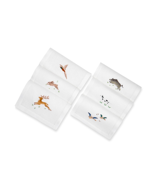Serviette cocktail brodée "Chasse"