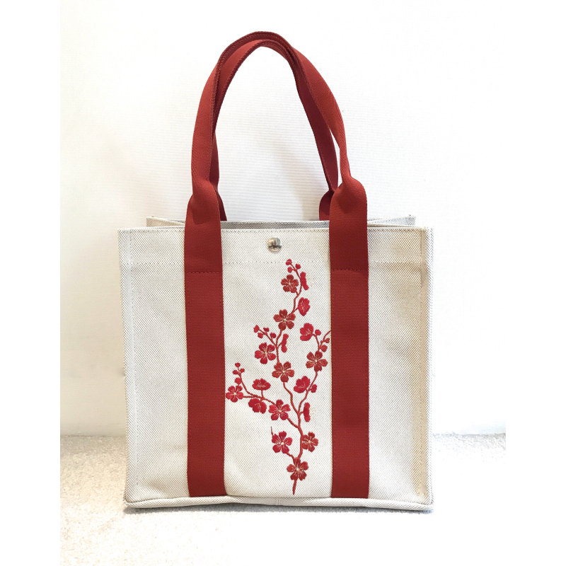 Sac cabas brodé "Fleurs de Pommier"