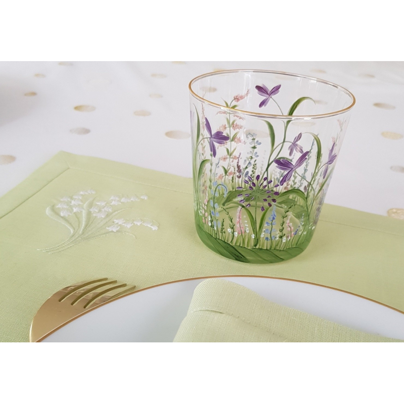 Verre "Prairie fleurie" peint à la main