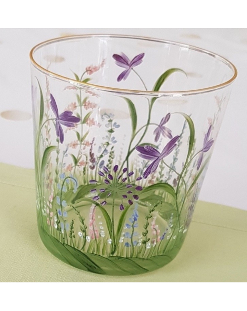"Prairie fleurie" hand painted glass