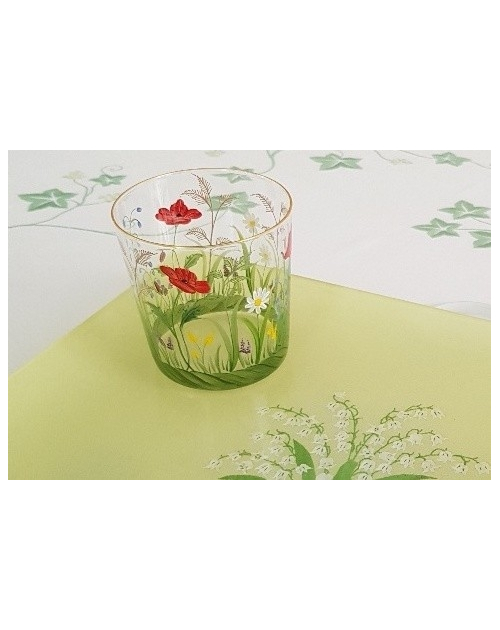 Verre "Prairie fleurie" peint à la main