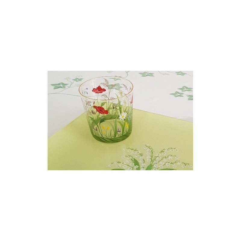 Verre "Prairie fleurie" peint à la main