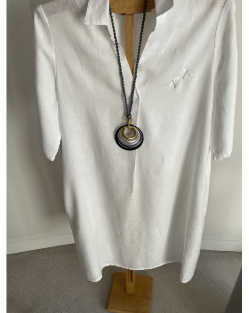 Robe brodée "Libellules" manches courtes