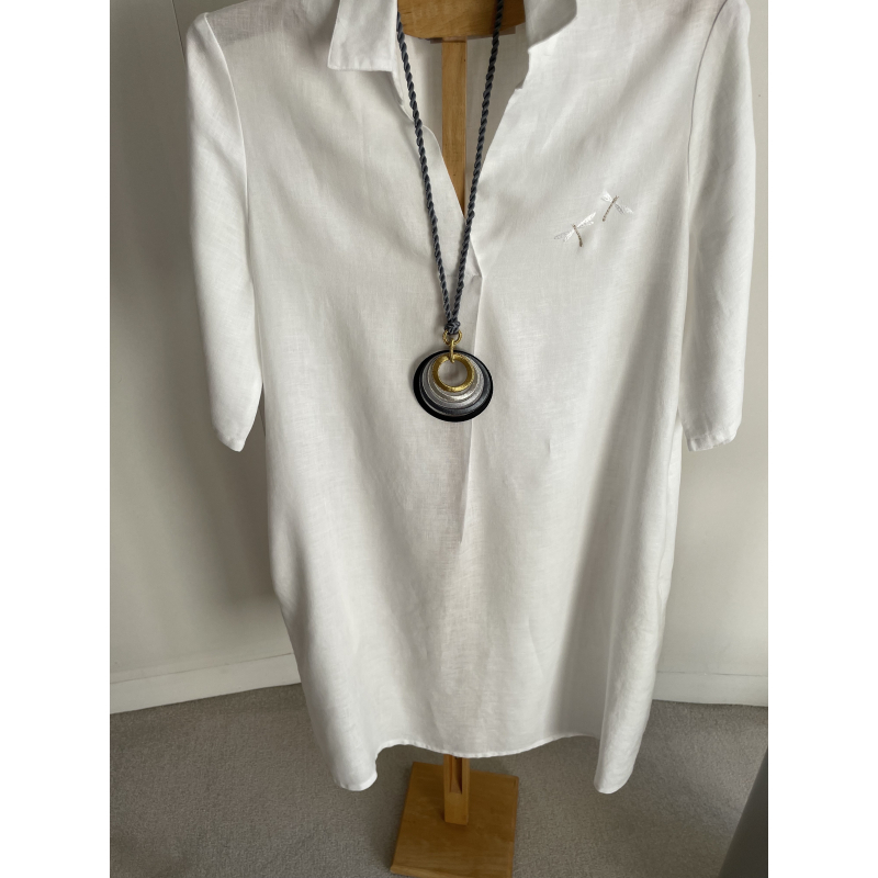 Robe brodée "Libellules" manches courtes