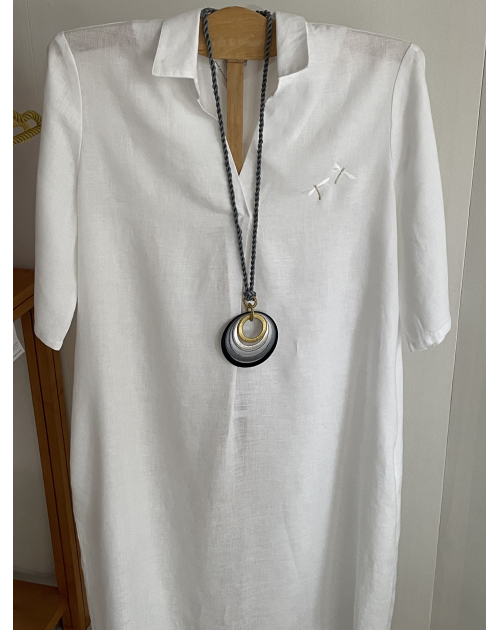 Robe brodée "Libellules" manches courtes