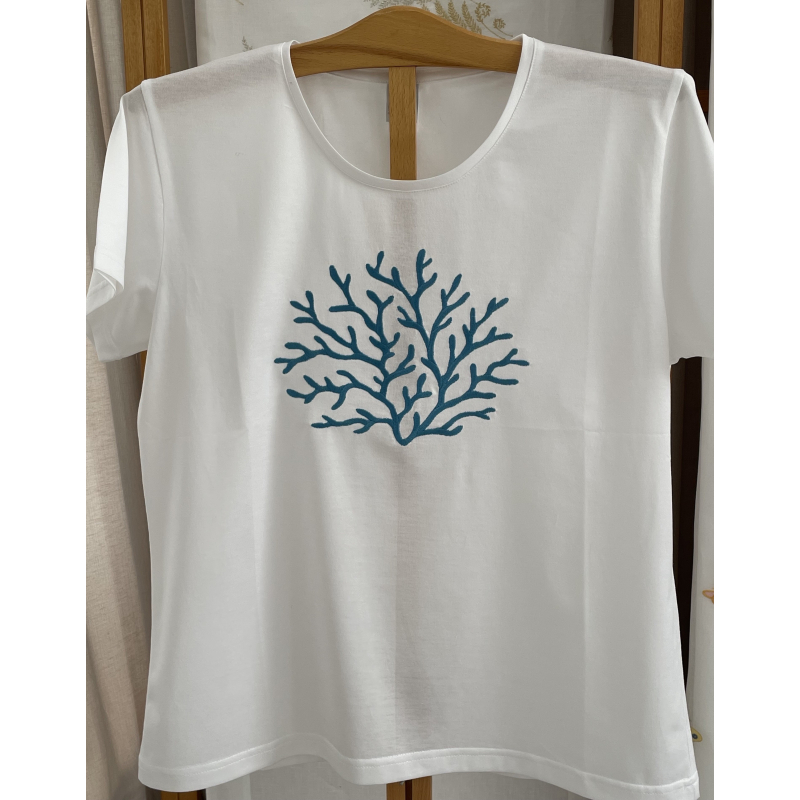 T-shirt classique brodé "Coraux"