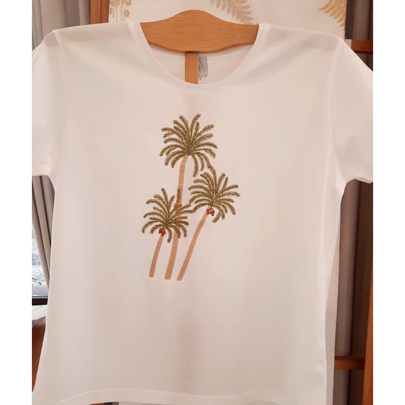 T-shirt classique brodé "Palm beach"