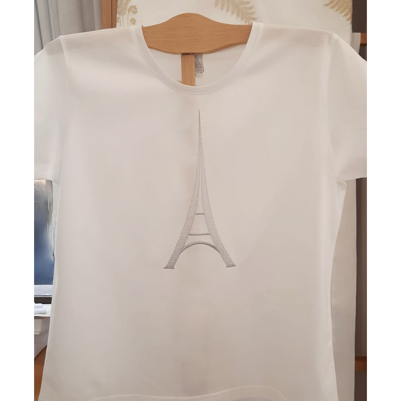 T-shirt classique brodé "Eiffel métal"