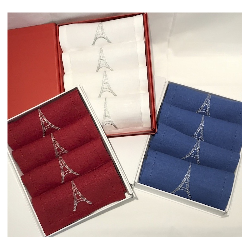 Serviette cocktail brodée "Tour Eiffel"