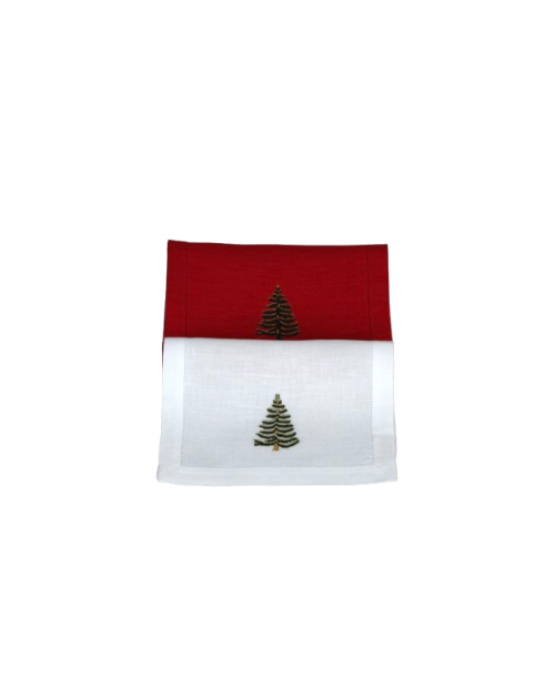 Serviette cocktail brodée "Sapin"