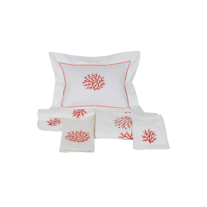 Taie de coussin brodée "Coraux"